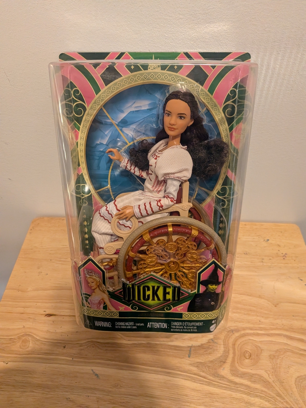 Nickel Doll with White Outfit and Gold & Pink Wheelchair Accessory